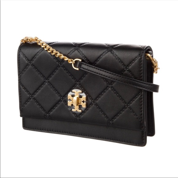 Authentic Tory Burch Georgia Quilted Turnlock Mini Black Leather Shoulder Bag. - Picture 6 of 8